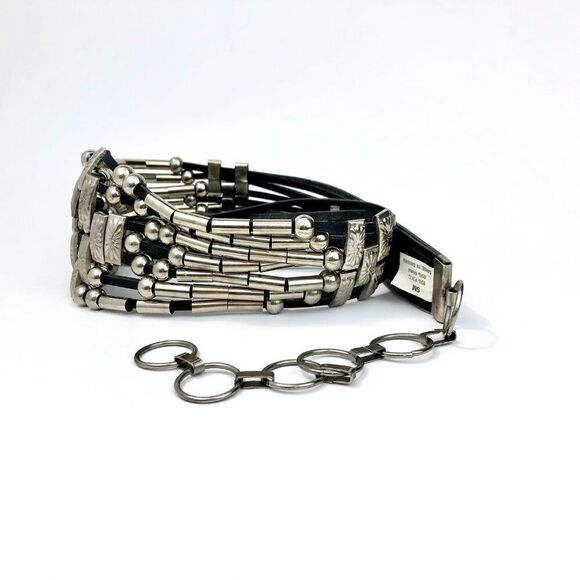Vtg 80s Wide Concho Belt Silver Tone Strappy Adjustable Boho Wstrn Retro Glam - Picture 10 of 16